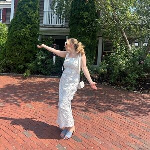 Petal & Pup White Lace Maxi Dress